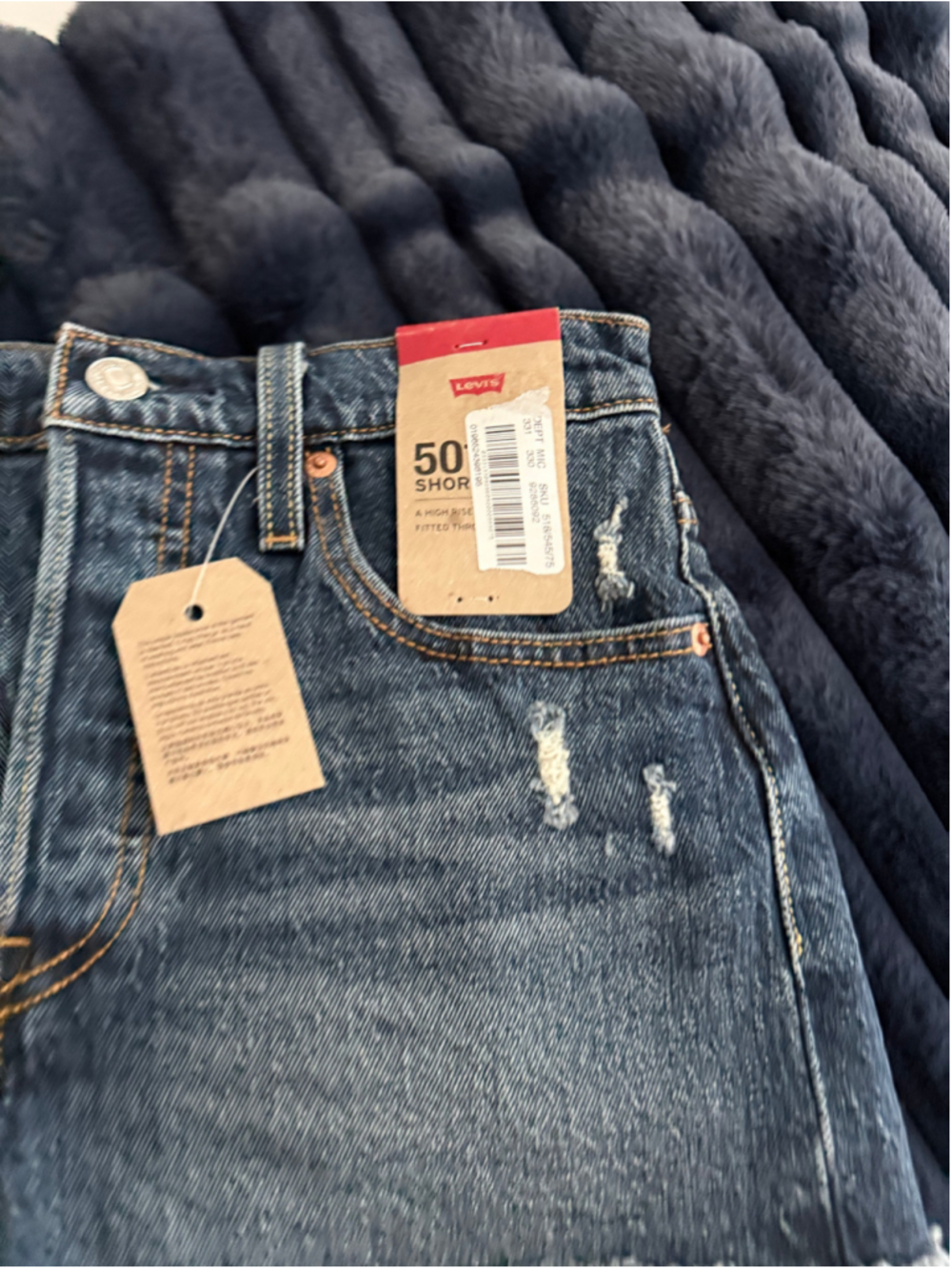 Women's Levi's 501 High Rise Distressed Jean Shorts Blue Size 25 - Picture 3 of 4